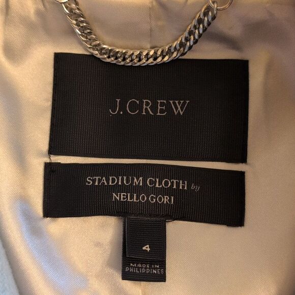 J. Crew Chateau Parka Coat Italian Stadium Cloth Wool Fur Hood Light Blue 4 - Picture 6 of 16